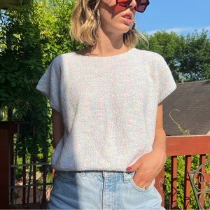 Vintage 80s Pastel Knit Dolman Sleeve Top